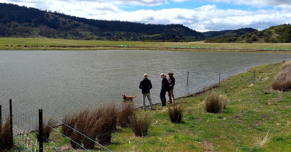 A picture of a dam on a property in Tasmania