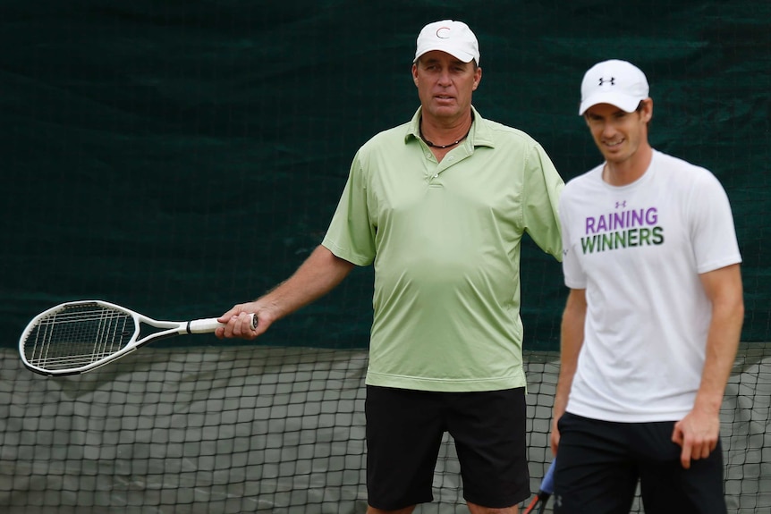 Andy Murray and coach Ivan Lendl at practice