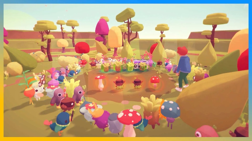 Ooblets standing in a circle