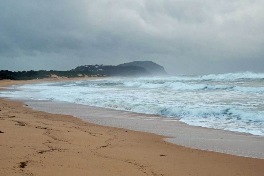 Beach at Terrigal in New South Wales on a rainy day