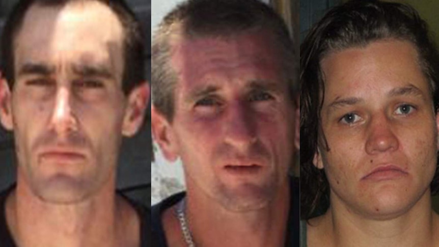 Composite image of the three faces of those charged over the murder.