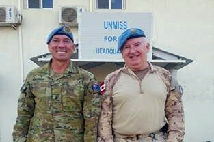 Maxwell Cassidy's second cousin Major Stephen Cassidy with Lieutenant Colonel Jamie Stewart.