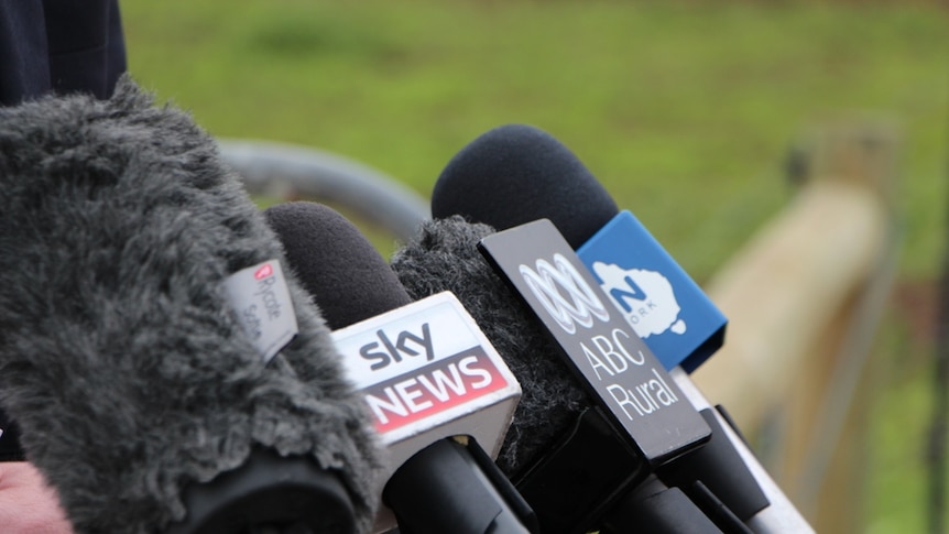 Microphones from a range of media outlets