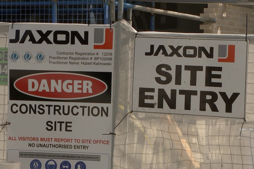 Signs at a Jaxon Construction site.