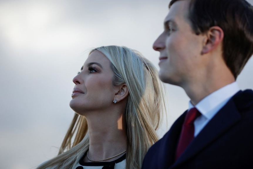 A close up shot Ivanka Trump and her husband Jared Kushner.