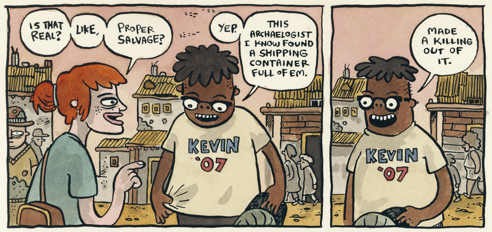 A cartoon strip shows two characters conversing, one is wearing a Kevin '07 shirt.