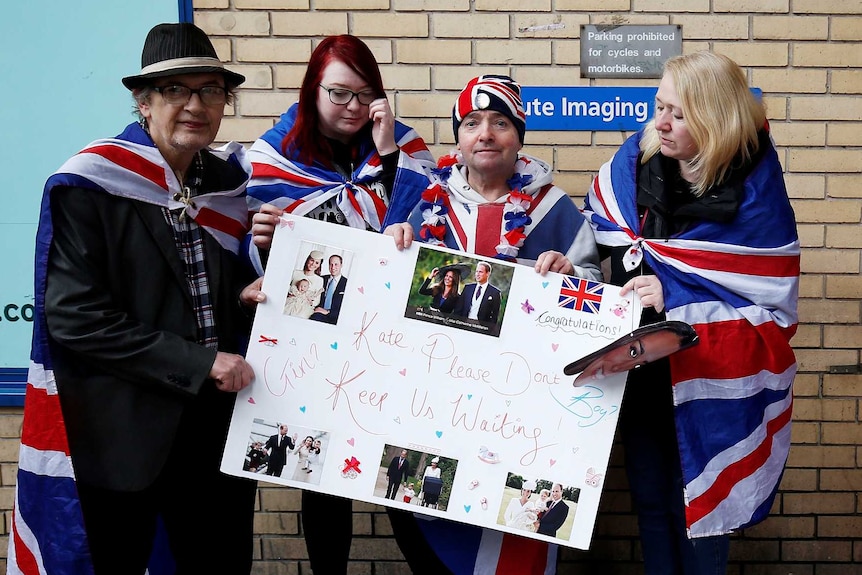 Royal watchers outside the hospital where Catherine, the Duchess of Cambridge, is due to give birth.