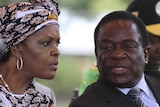 Zimbabwe's President Robert Mugabe's wife Grace talks to Vice President Emmerson Mnangagwa.