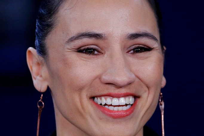 Sharice Davids is all smiles after the US midterm elections.