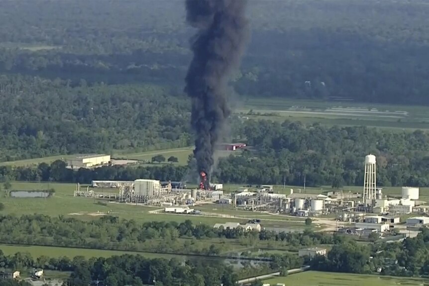 Smoke rises from a chemical plant