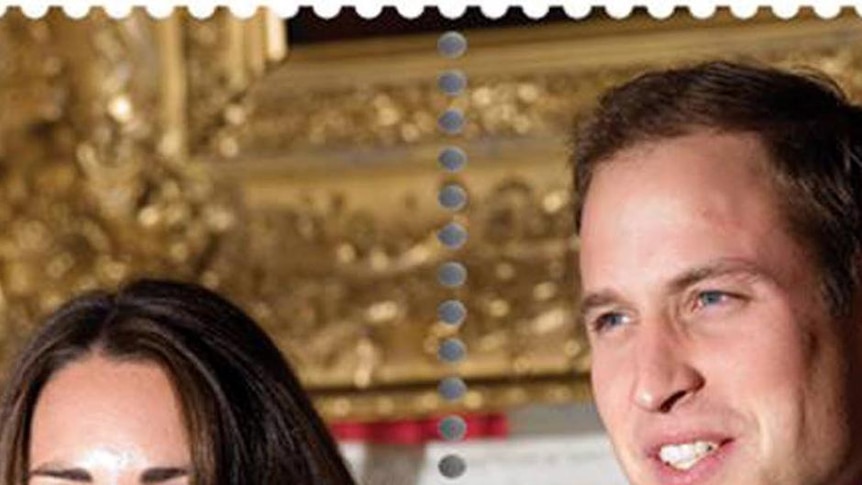 Unusual: The stamps have a perforated line between the royal couple