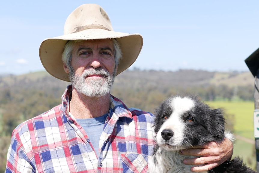 A man and his dog.