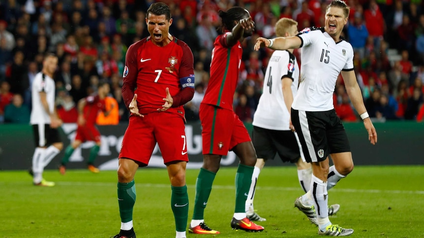 Cristiano Ronaldo rues a missed chance against Austria