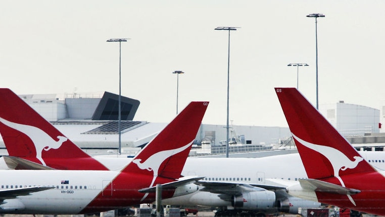 Grounded: Qantas jets at Sydney Airport.