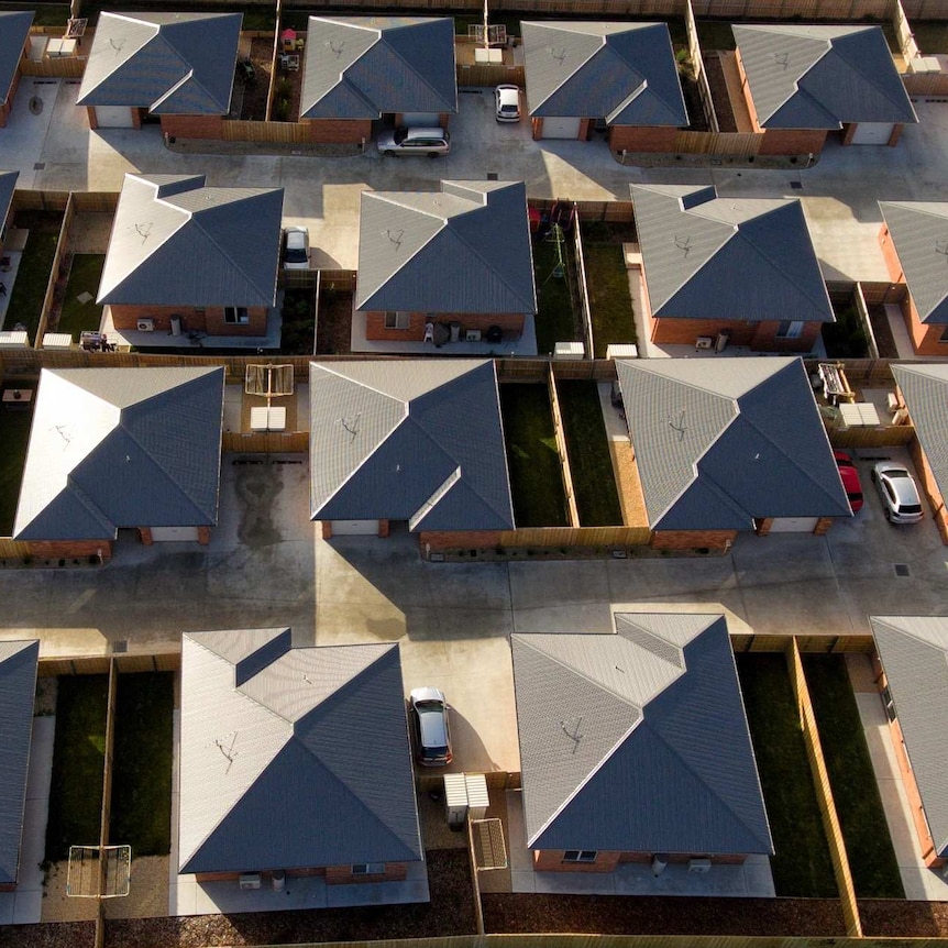Aerial view of housing estate.