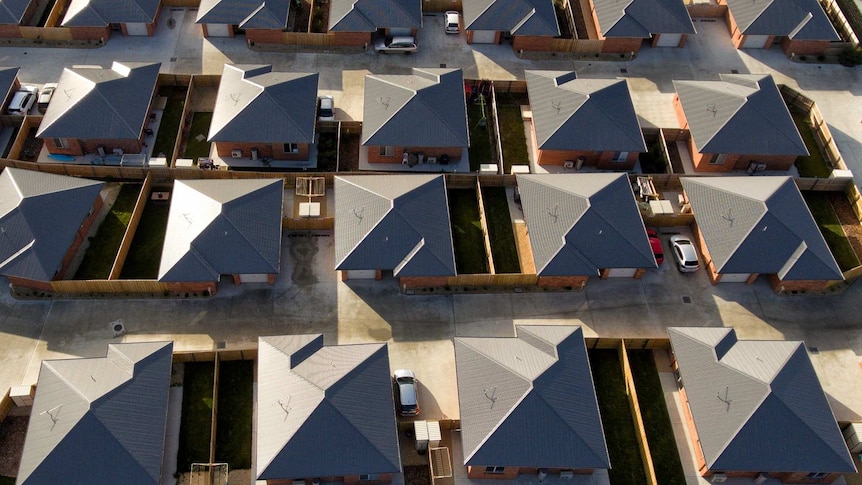 Aerial view of housing estate.