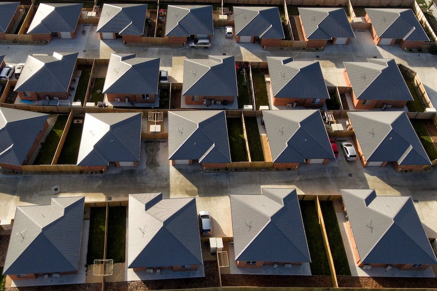 Aerial view of housing estate.