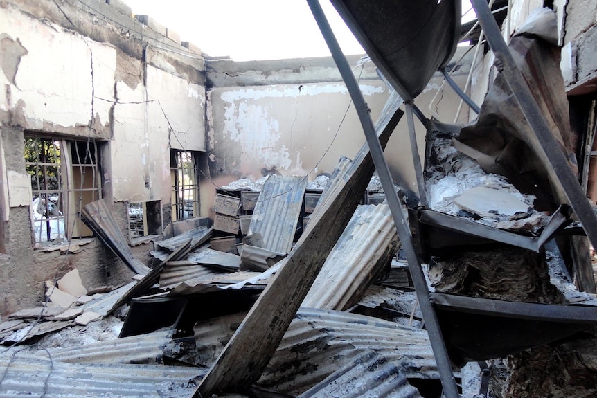 Police headquarters in Damaturu, north-east Nigeria, after arson attack.