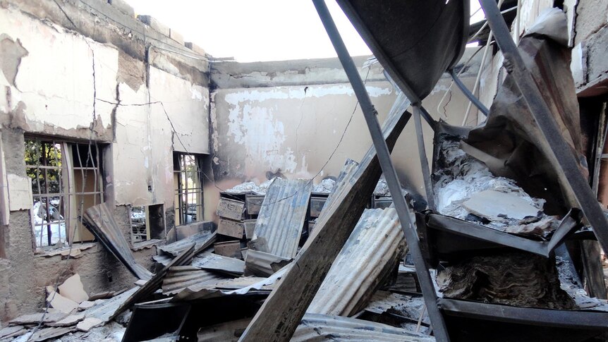 Police headquarters in Damaturu, north-east Nigeria, after arson attack.