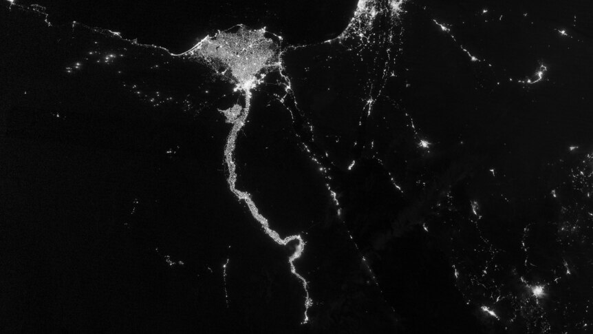 Nile River Valley at night