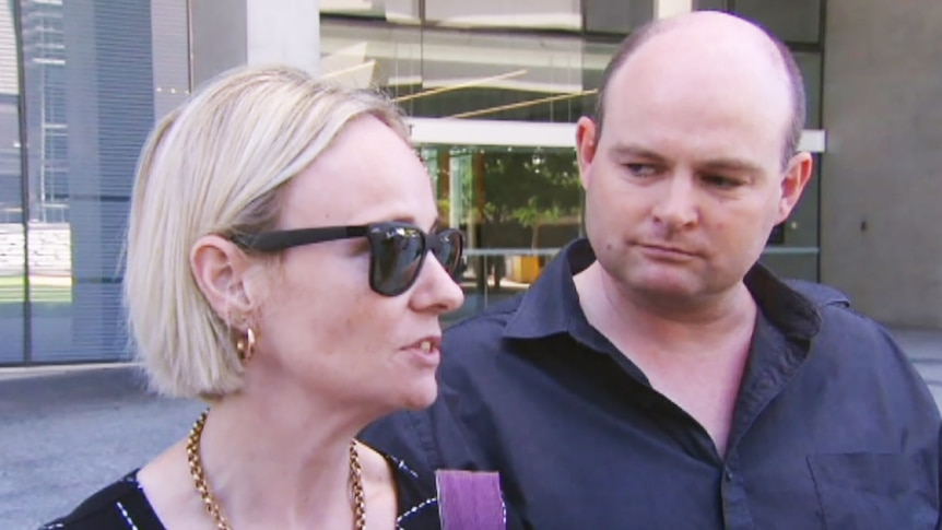 Robyn Night and her husband River Night leave the Brisbane District Court