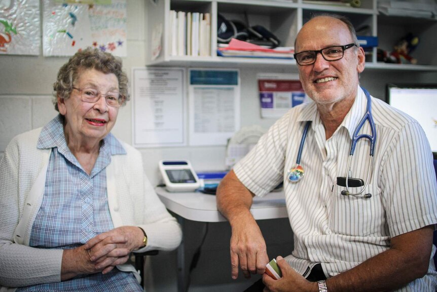 Dr Peter Barker and patient Alison Mawsen