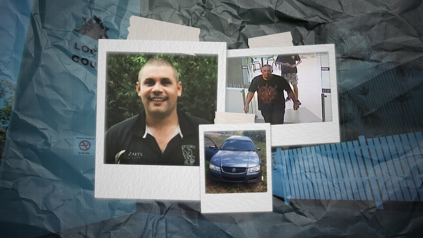 A graphic image of three photos, two of the same man and one of a car.