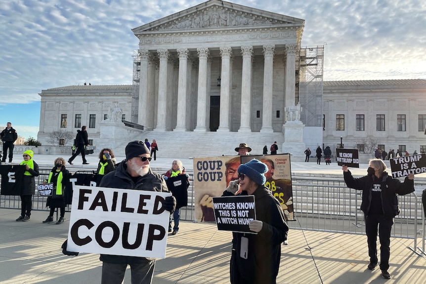 Demonstrators gather outside U.S. Supreme Court