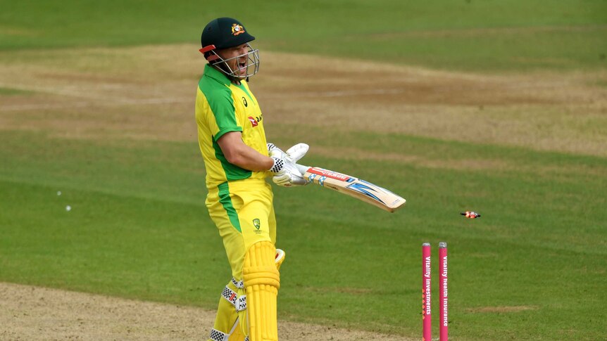 Aaron Finch pictured during the second Twenty20 cricket match between England and Australia