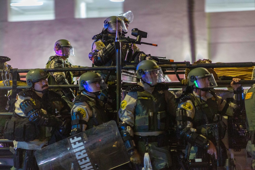 Minneapolis police officers in riot gear on May 30