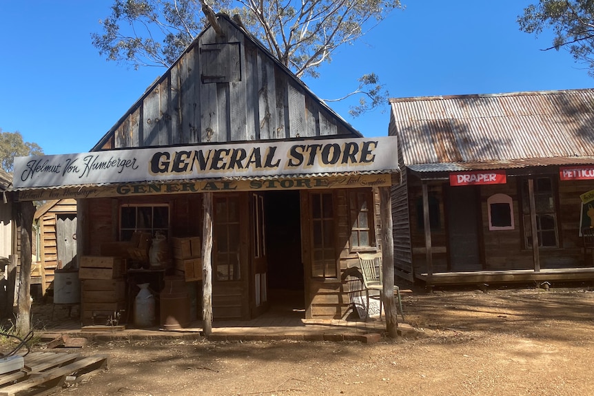 an old wooden hut shop