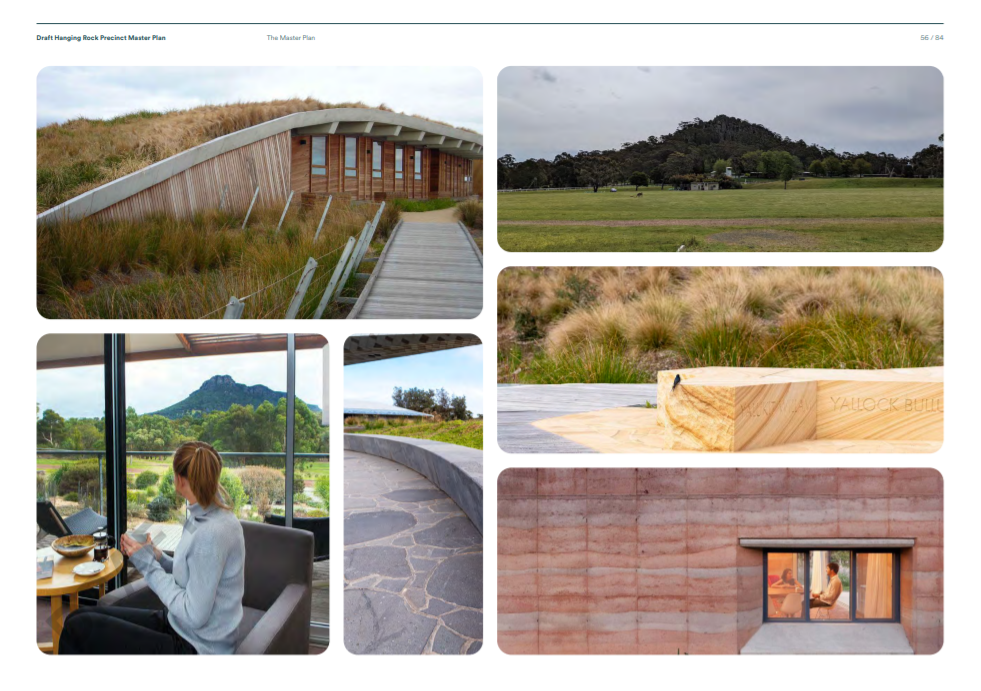 Five images showing the outside of a new visitor and discovery centre at the landmark, includes picture of girl inside.
