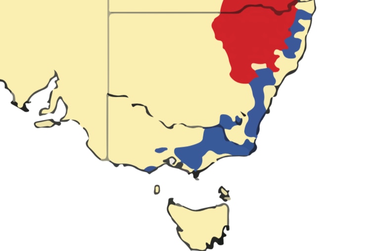 map showing blue areas in the south of Australia