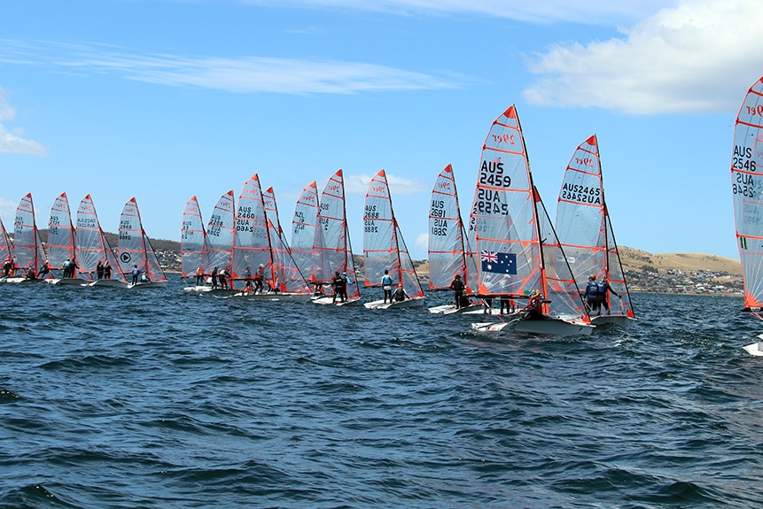 Sailing competitors on River Derwent