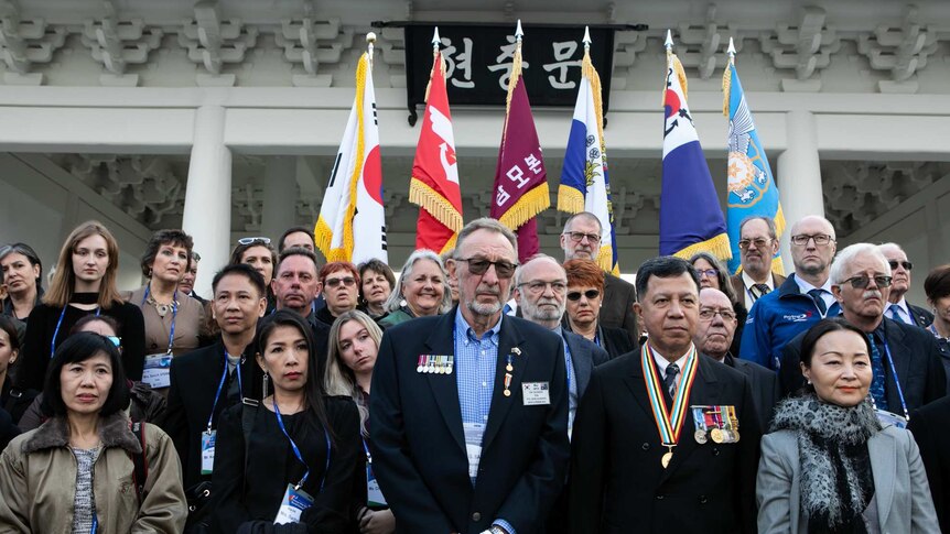 The relatives of UN Command Korean War veterans at the Seoul National Cemetery in November 2018.