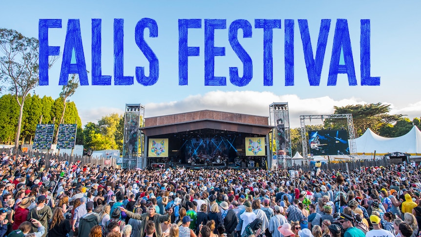 A shot of Falls Festival 2017 in Lorne with a packed daytime crowd