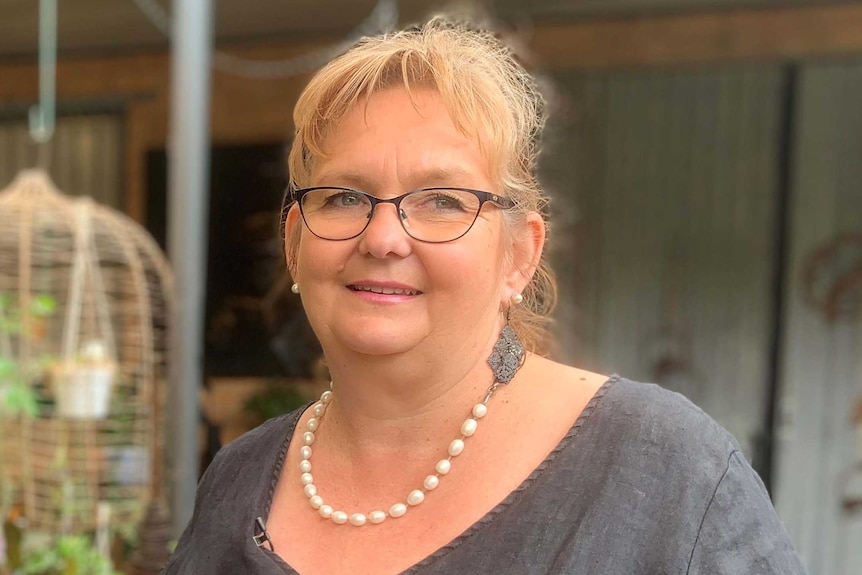 Debra Burt outside her shop at Tallangatta.