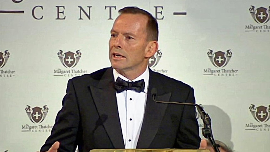 Former prime minister Tony Abbott delivers the second annual Margaret Thatcher Lecture in London.