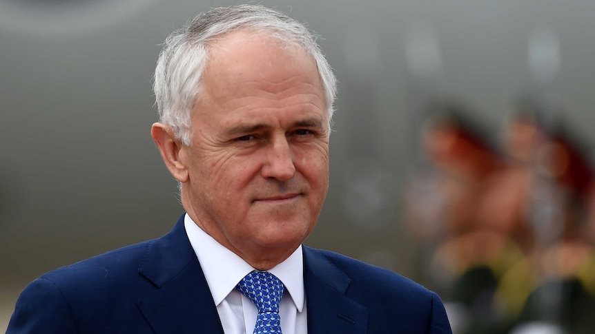 Malcolm Turnbull arrives at Wattay International Airport in Vientiane