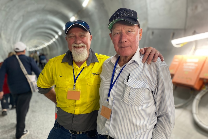 An image of Paul Ferguson and John Missen in the Cross River Rail tunnel