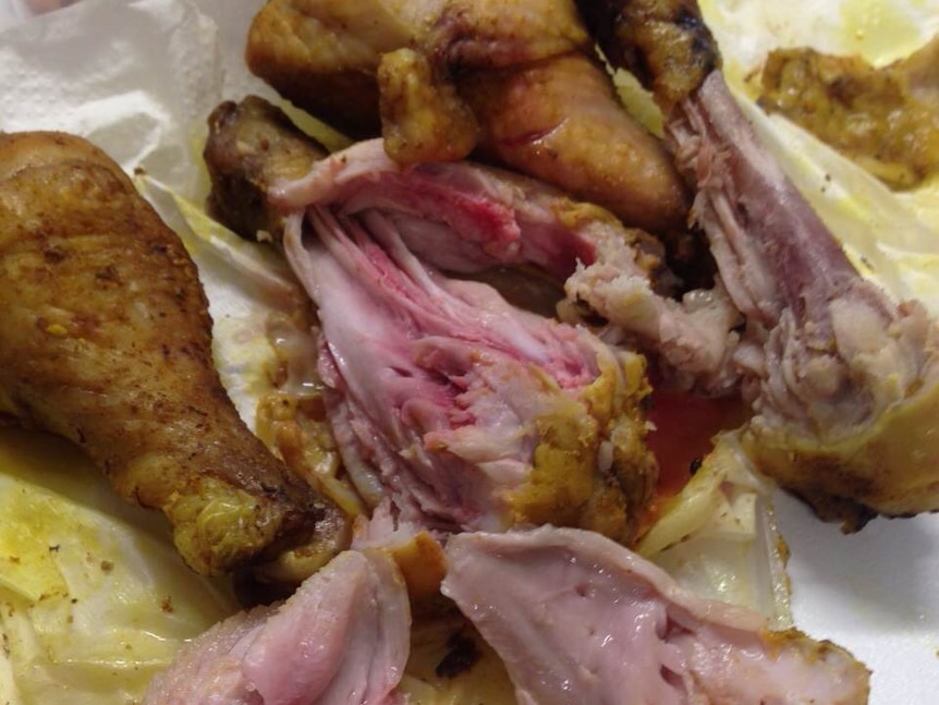 Uncooked chicken served to gas plant workers
