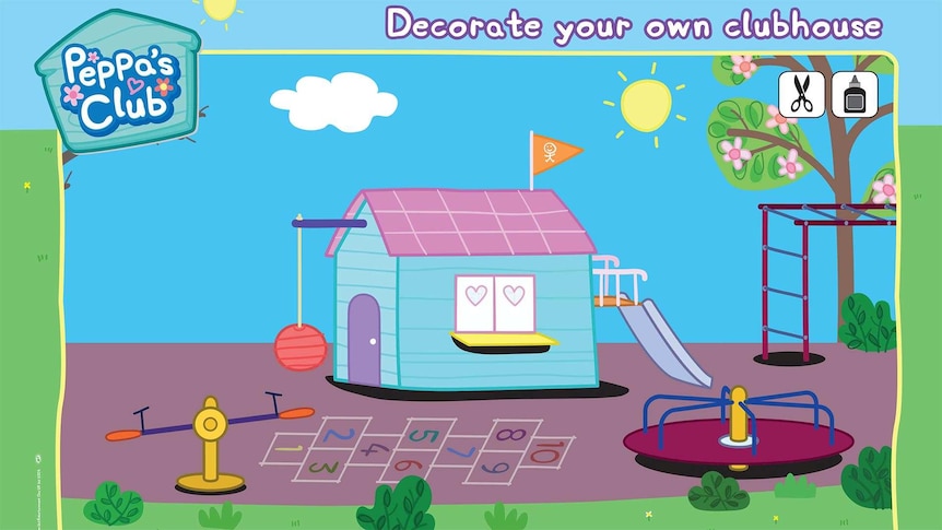 Peppa's clubhouse with the text 'Decorate your own clubhouse'