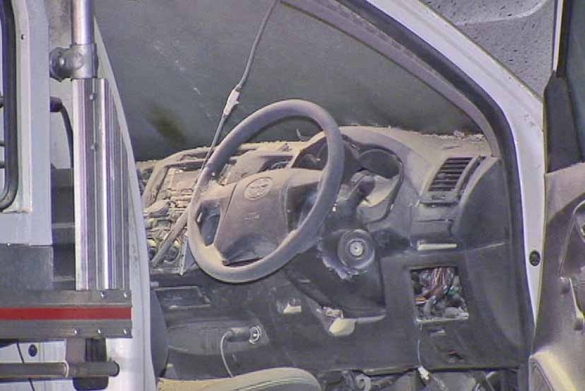 Blast damaged a work van