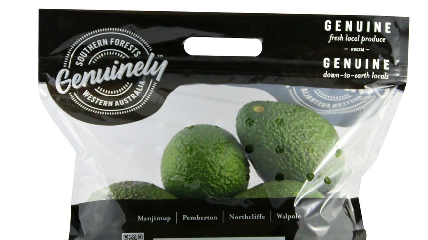 A packet of Avocados with Genuinely branding.