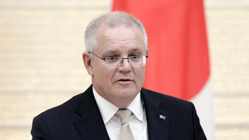 Prime Minister Scott Morrison speaks during signing ceremony in Tokyo