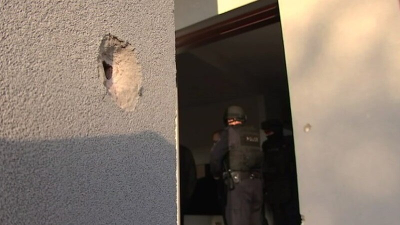 The gunshot holes after the attack at the western Sydney home