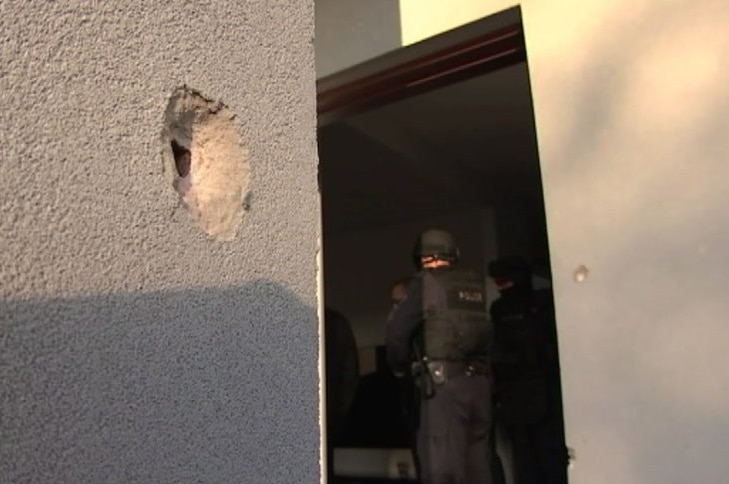 The gunshot holes after the attack at the western Sydney home