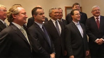 File photo: Andrew Forrest with senior members of the mining industry (ABC News)