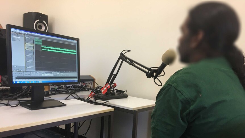 Inmate at the West Kimberley Regional Prison records the weekly radio show