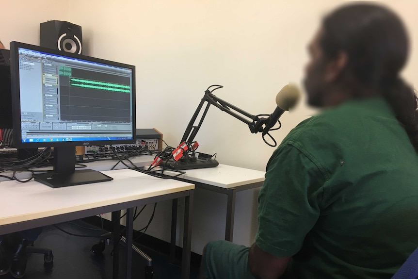 Inmate at the West Kimberley Regional Prison records the weekly radio show